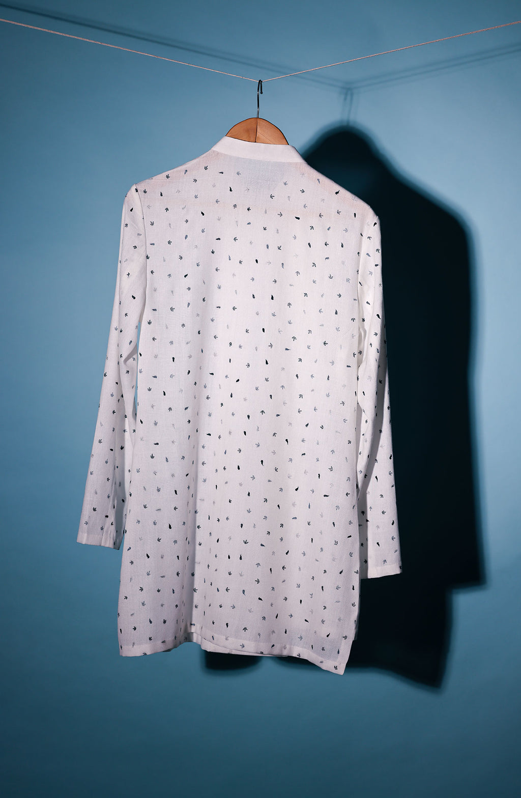 cotton benaras asymmetric placket shirt