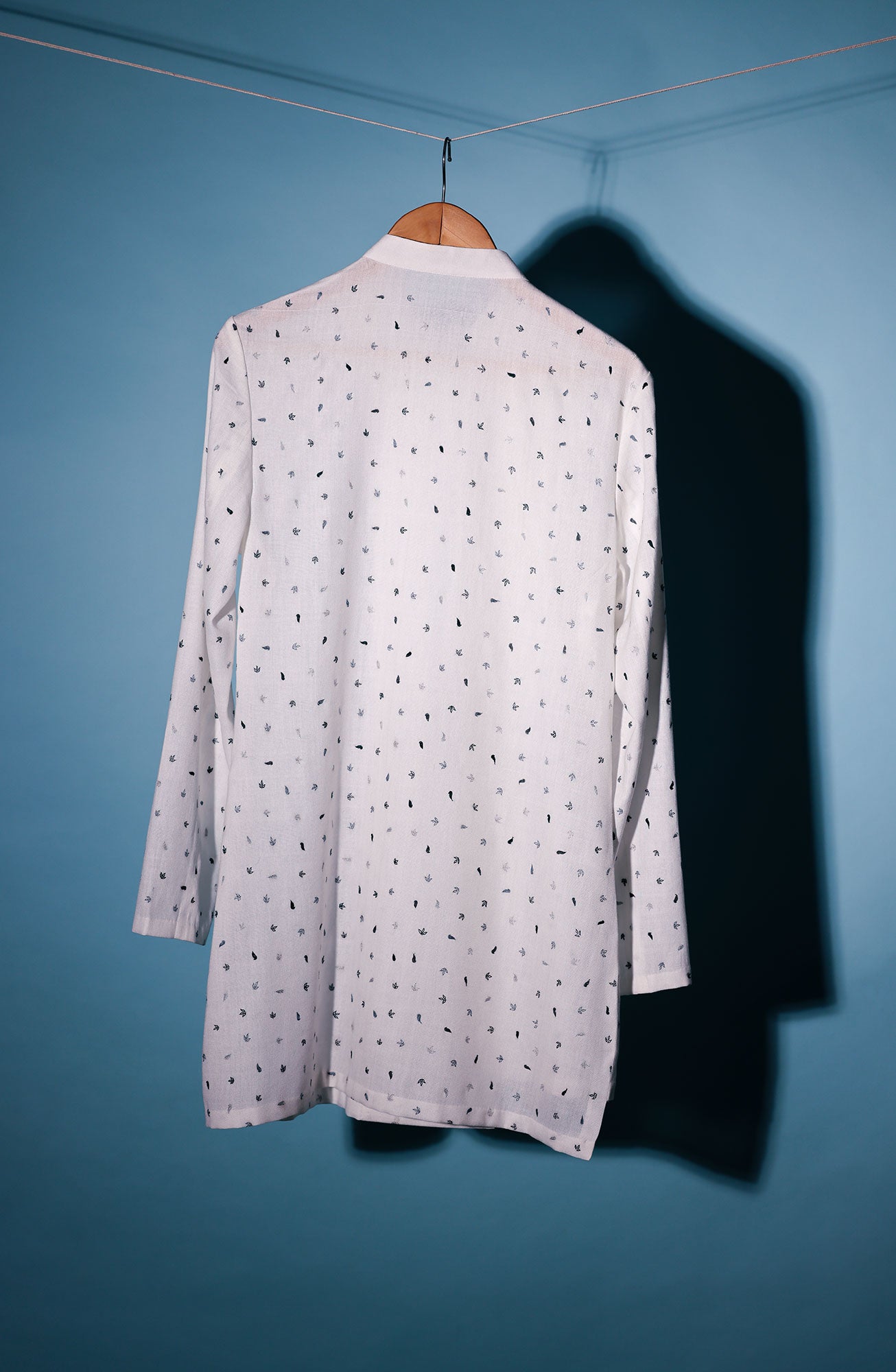 cotton benaras asymmetric placket shirt