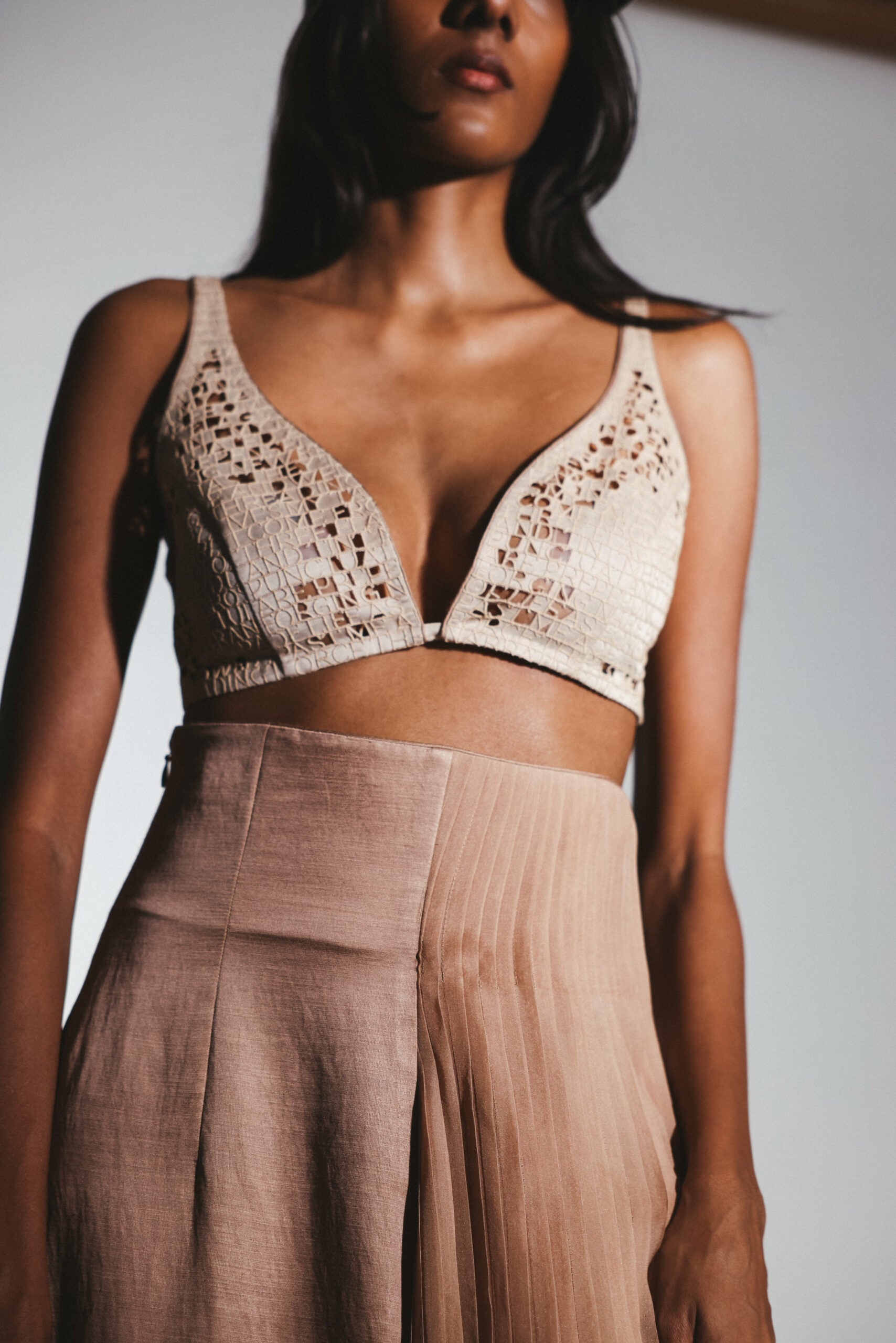 written word cutwork bralette
