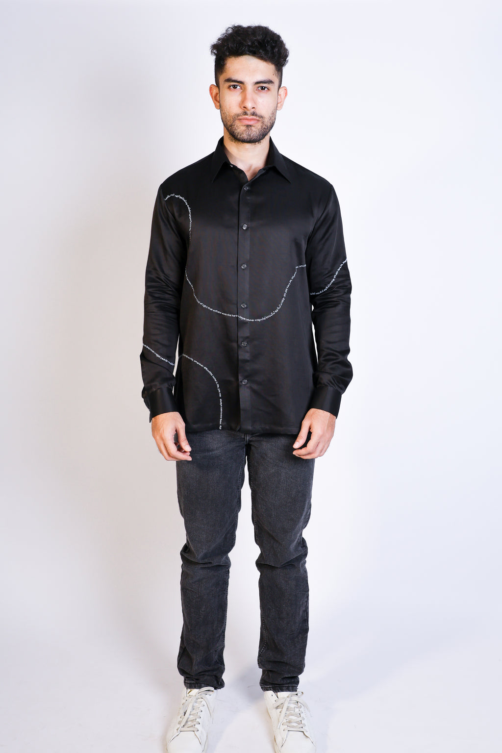 curved text shirt