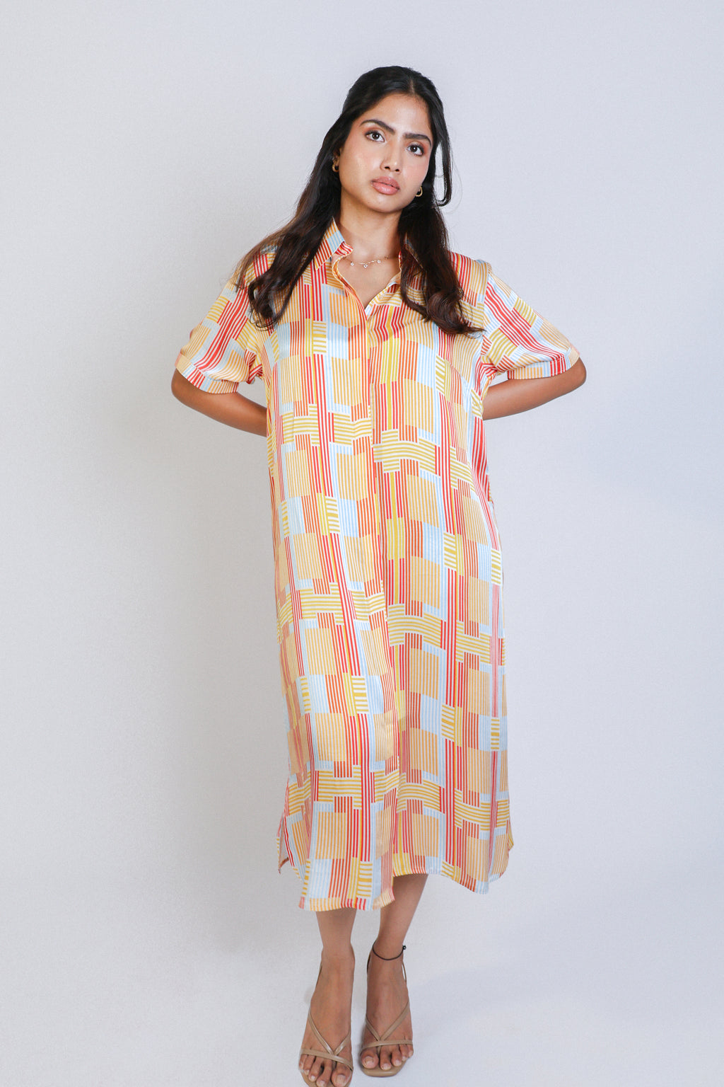 miss aligned 1/2 shirtdress