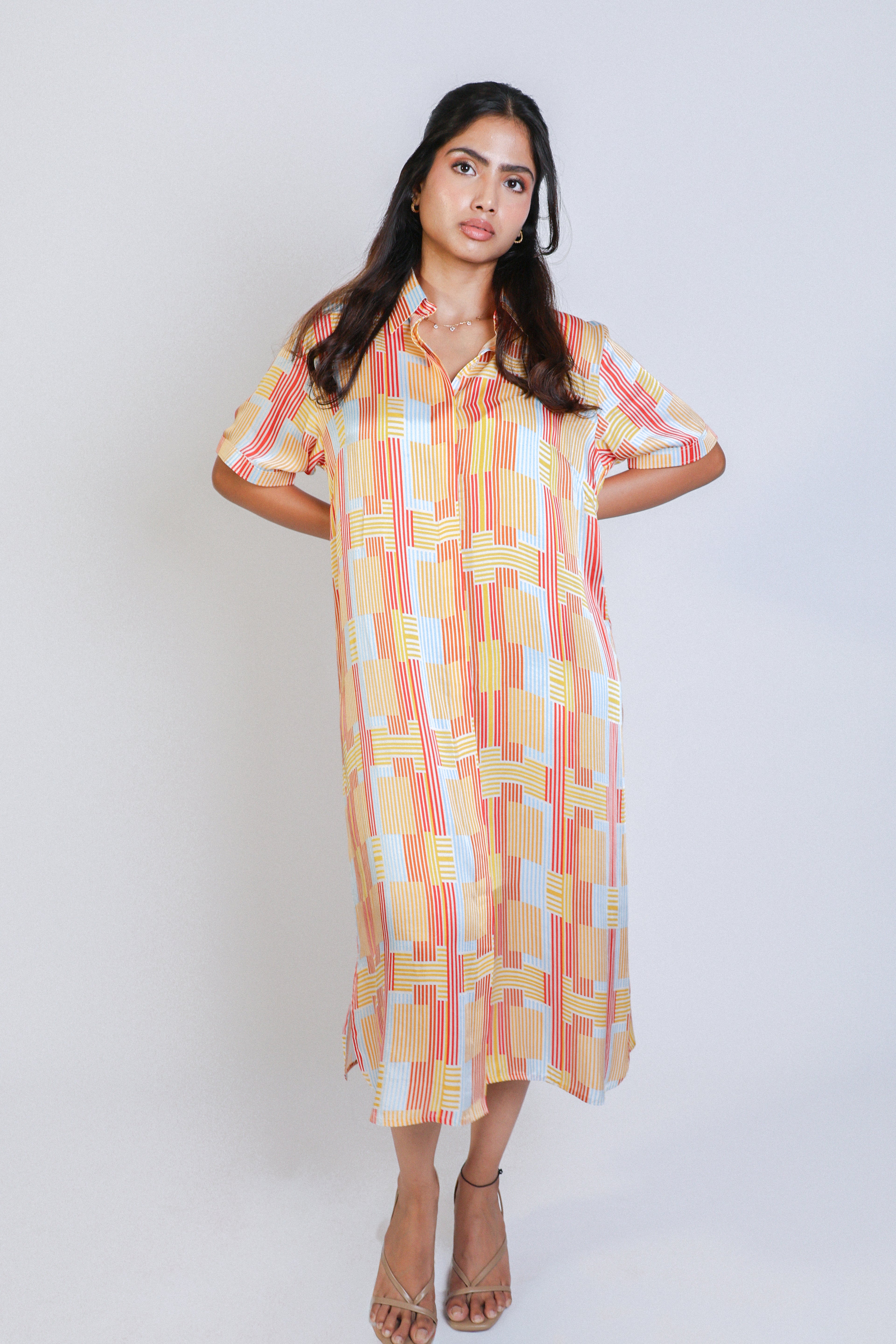 miss aligned 1/2 shirtdress