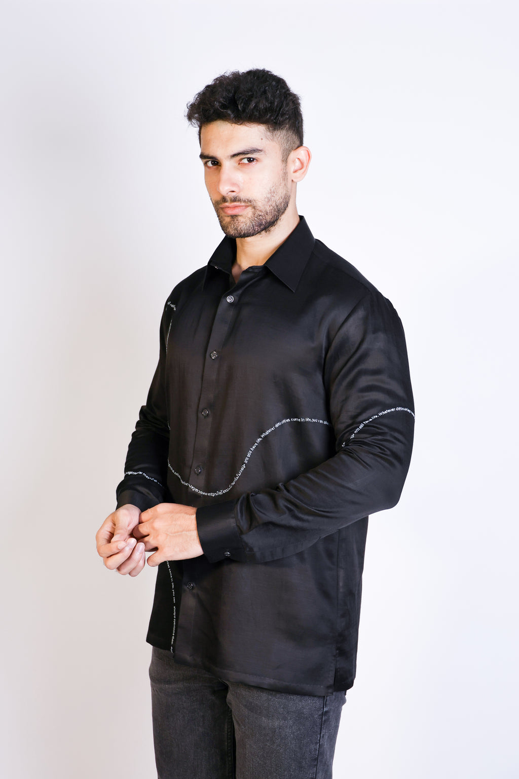 curved text shirt