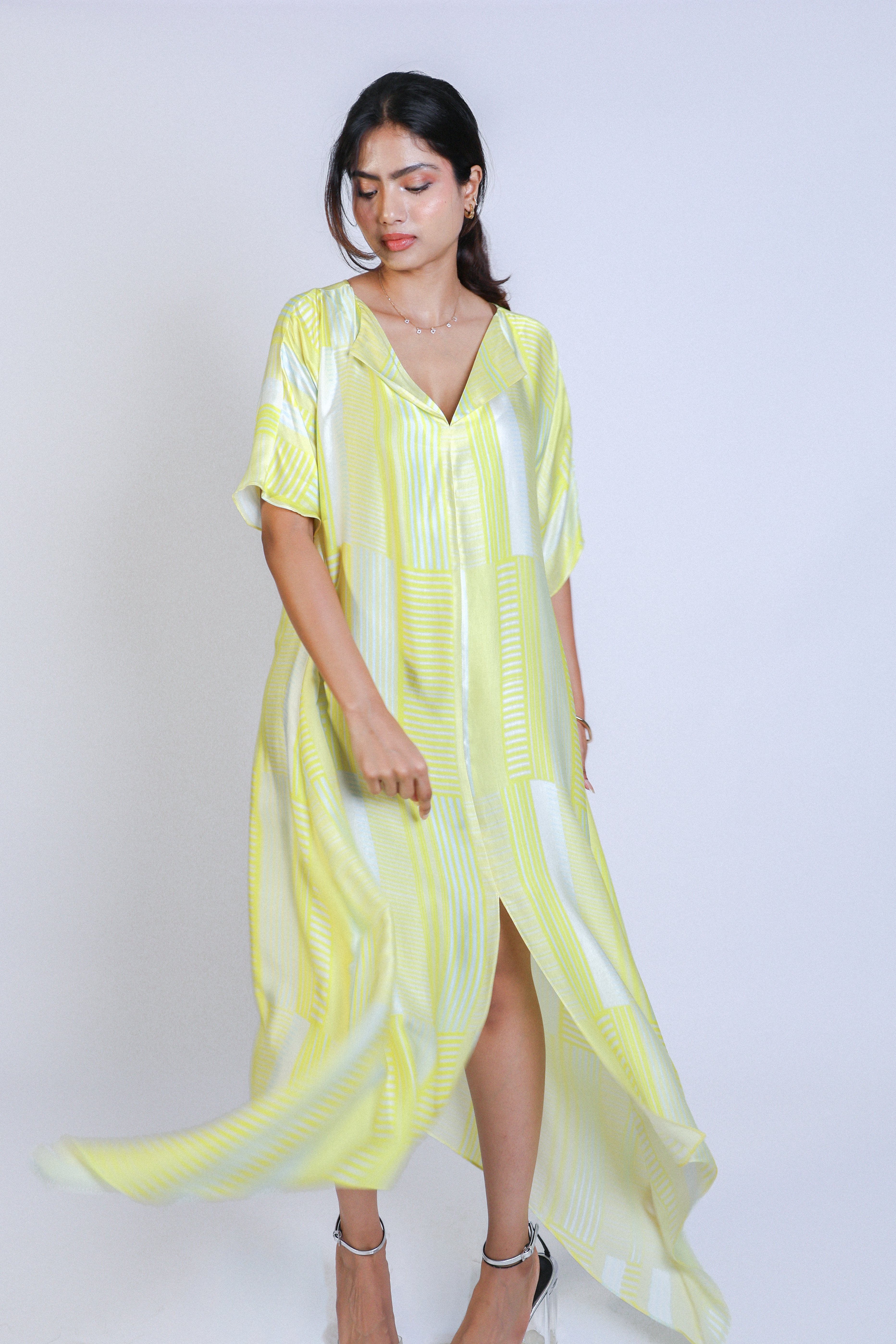 yellow stripes kaftan