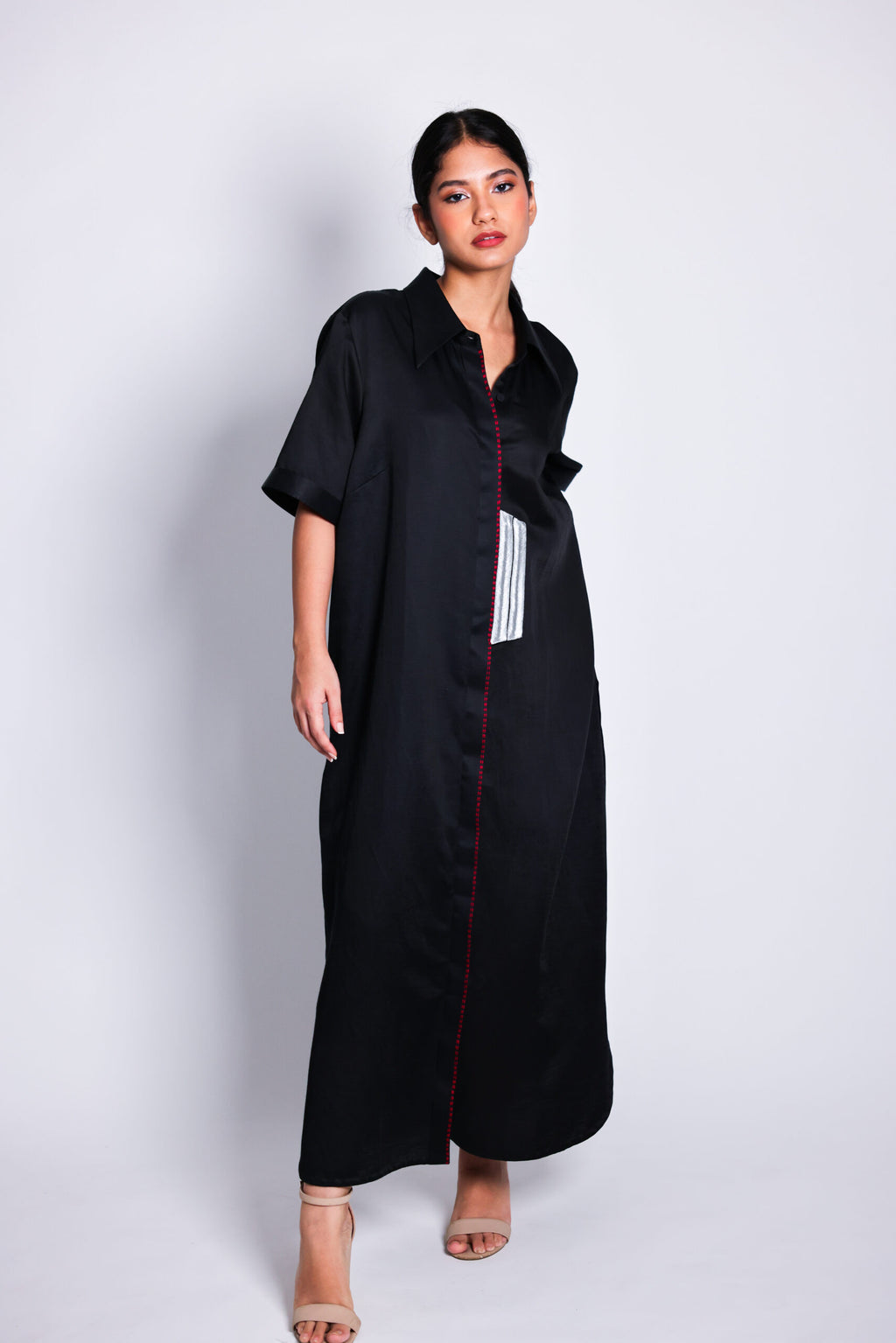 zari placket shirtdress