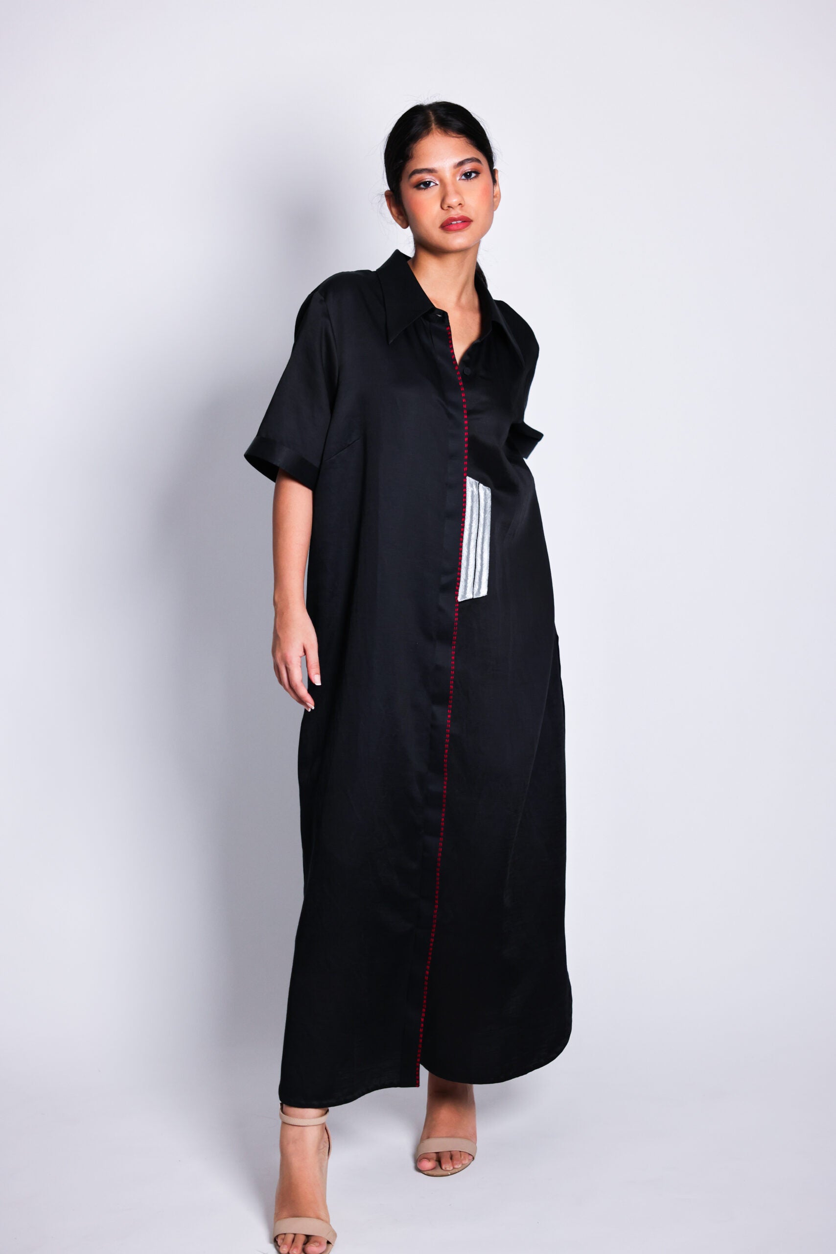 zari placket shirtdress