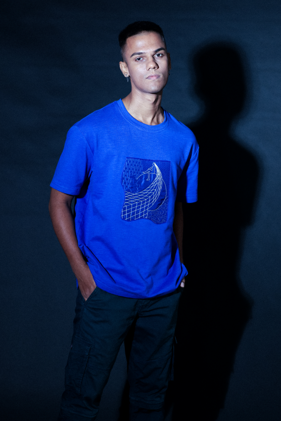 actuality motif on blue