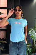 kissing fish baby tee pink duo