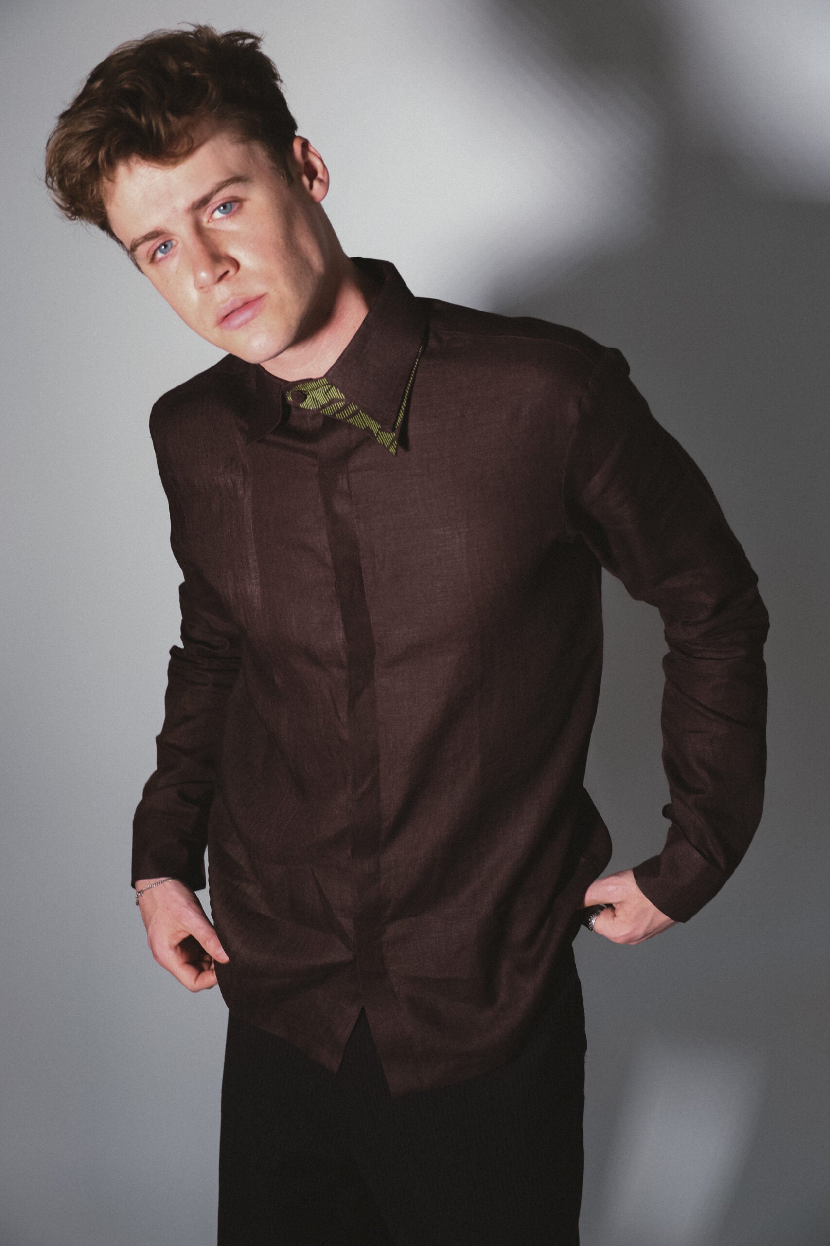 latched vertical line shirt