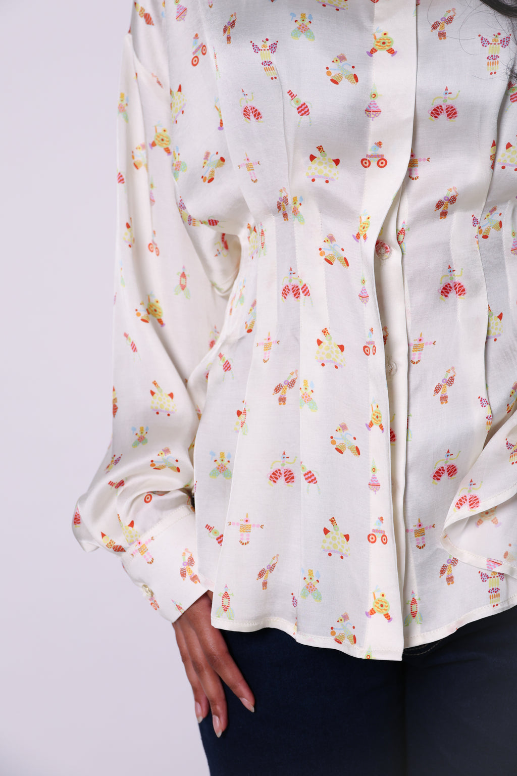 boardroom print peplum shirt