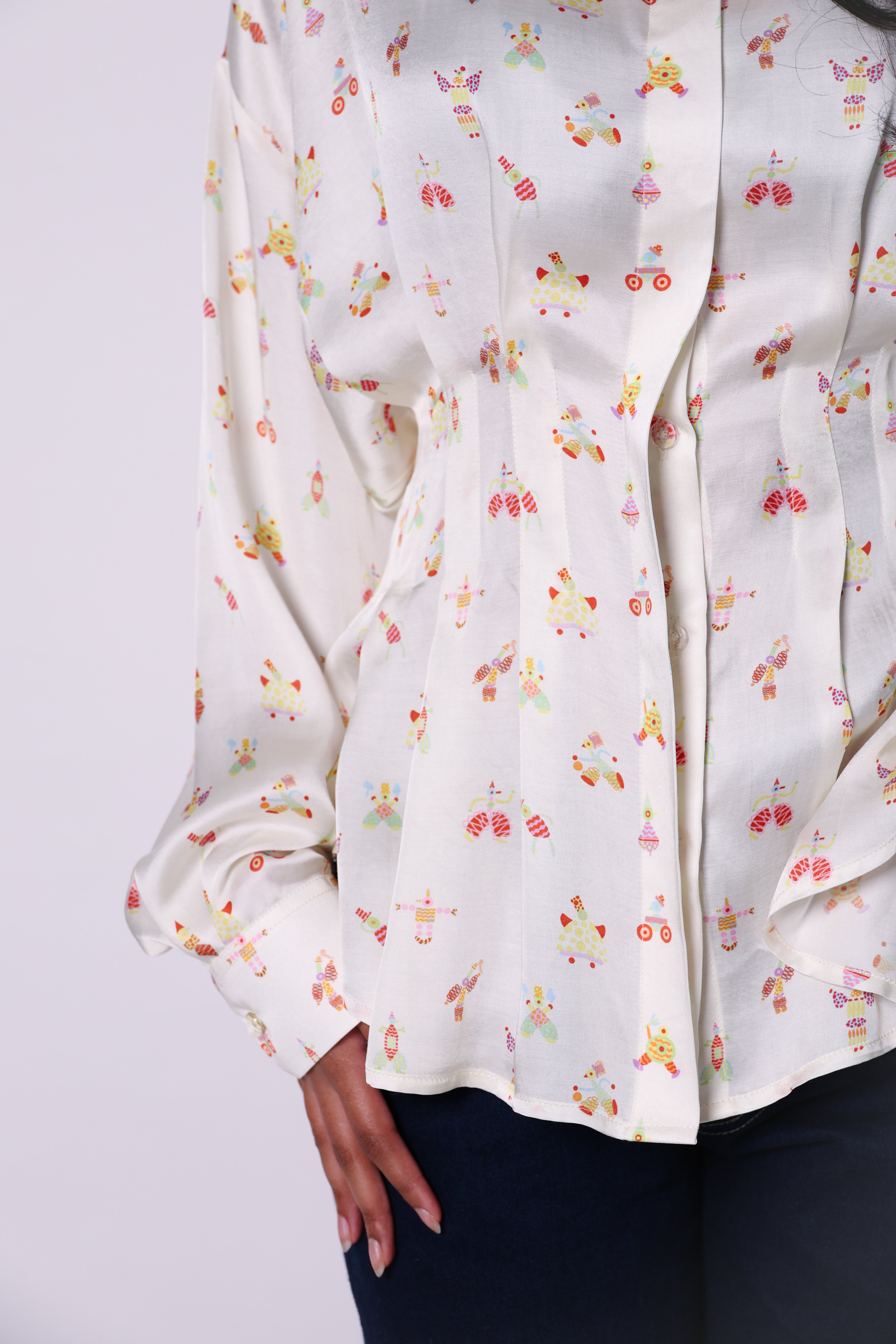 boardroom print peplum shirt