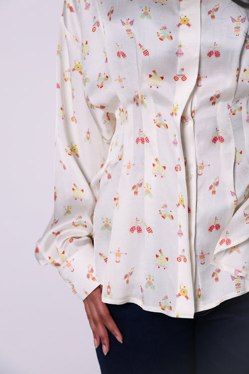 boardroom print peplum shirt