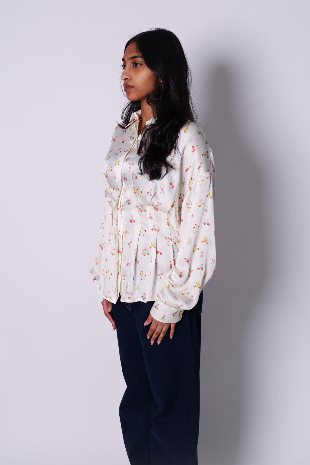 boardroom print peplum shirt