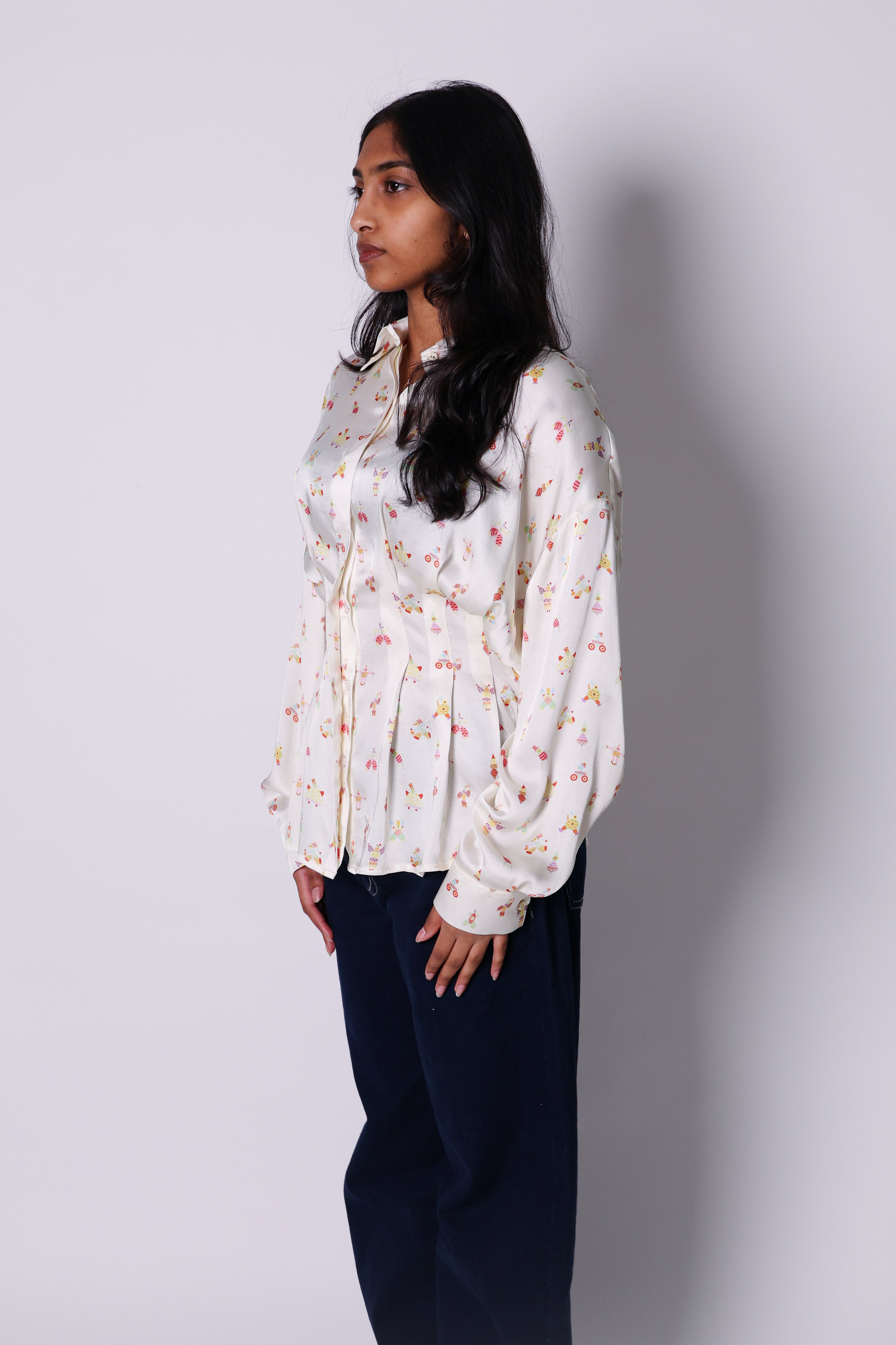 boardroom print peplum shirt