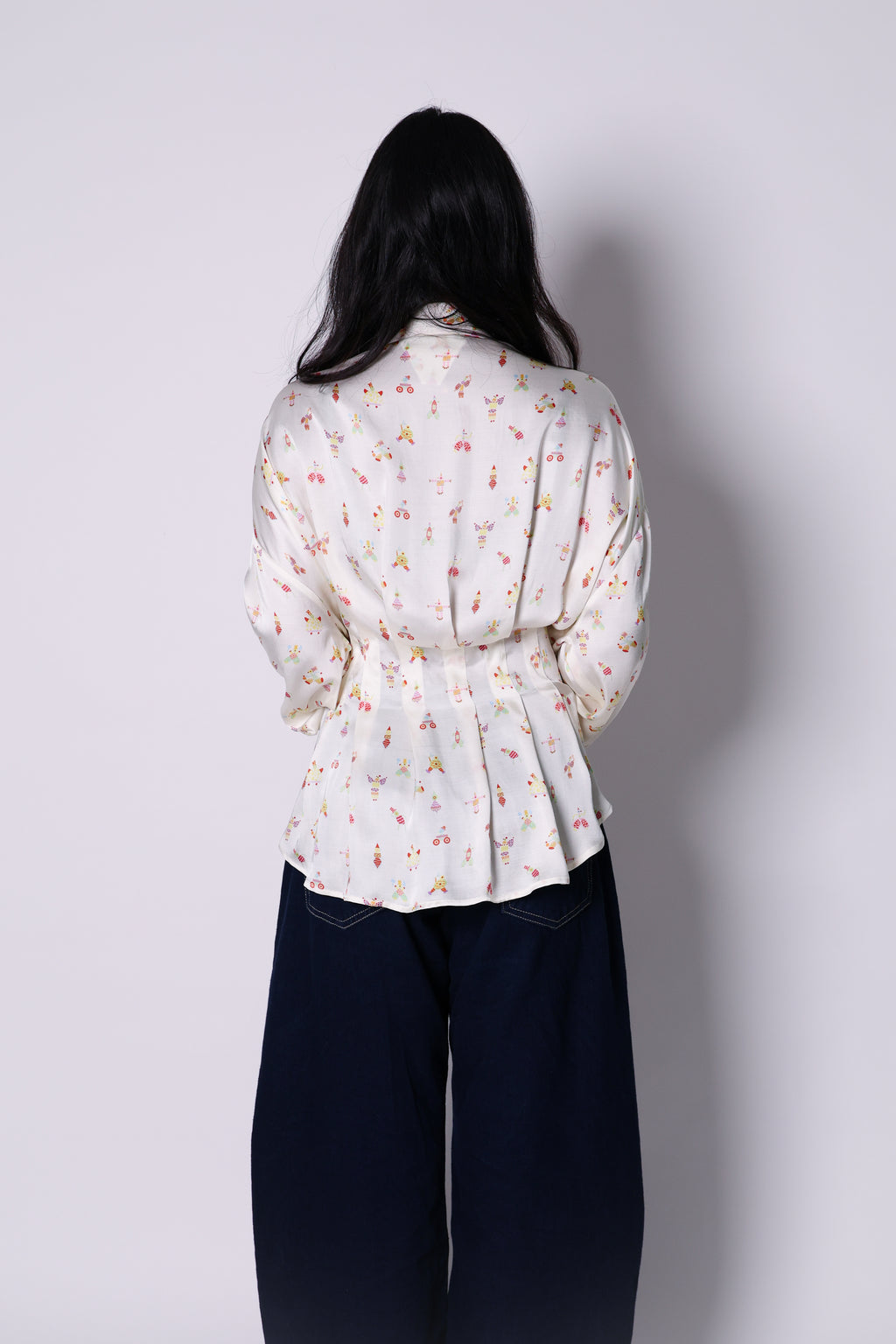 boardroom print peplum shirt