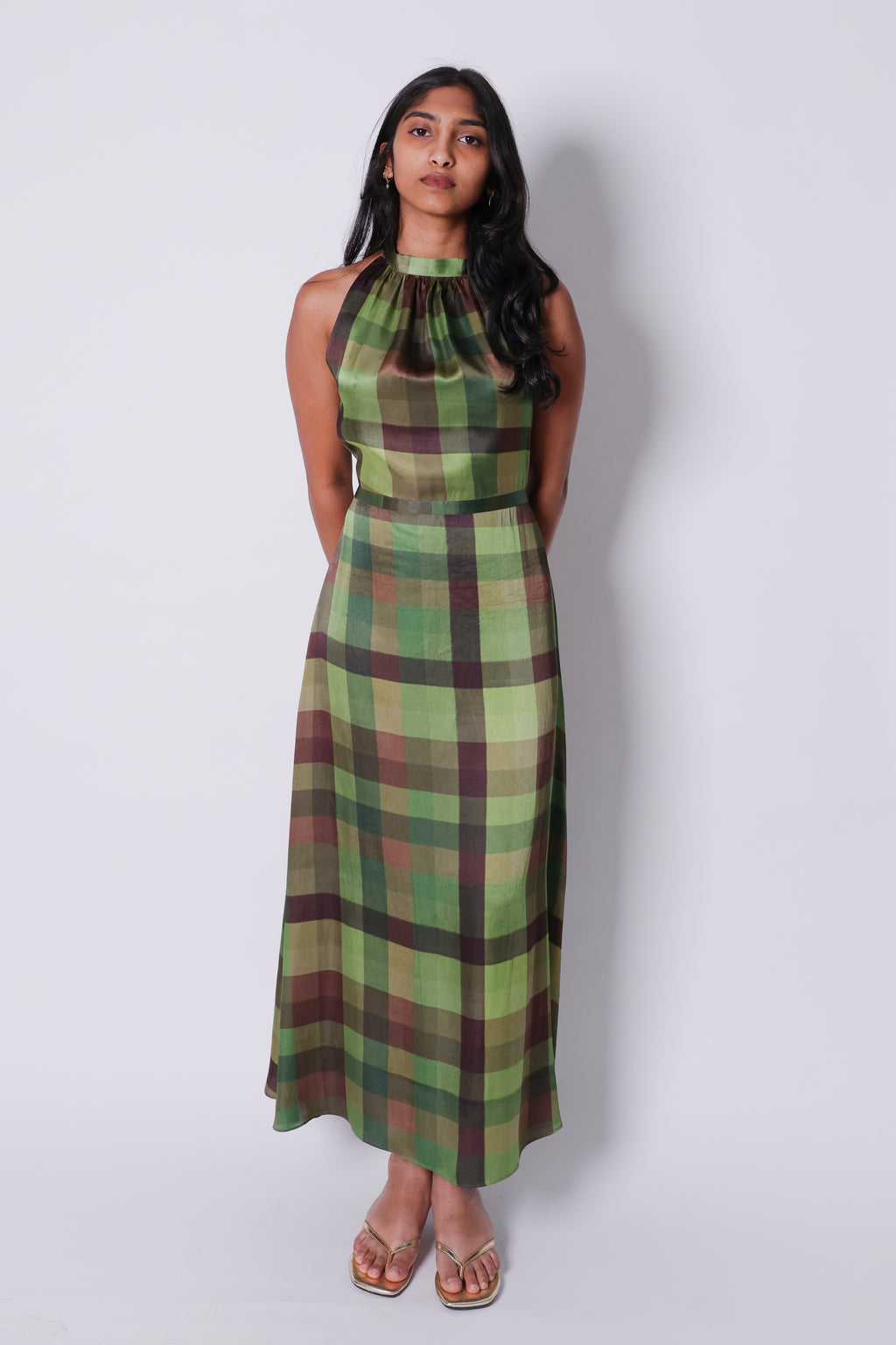 lungi print midi dress