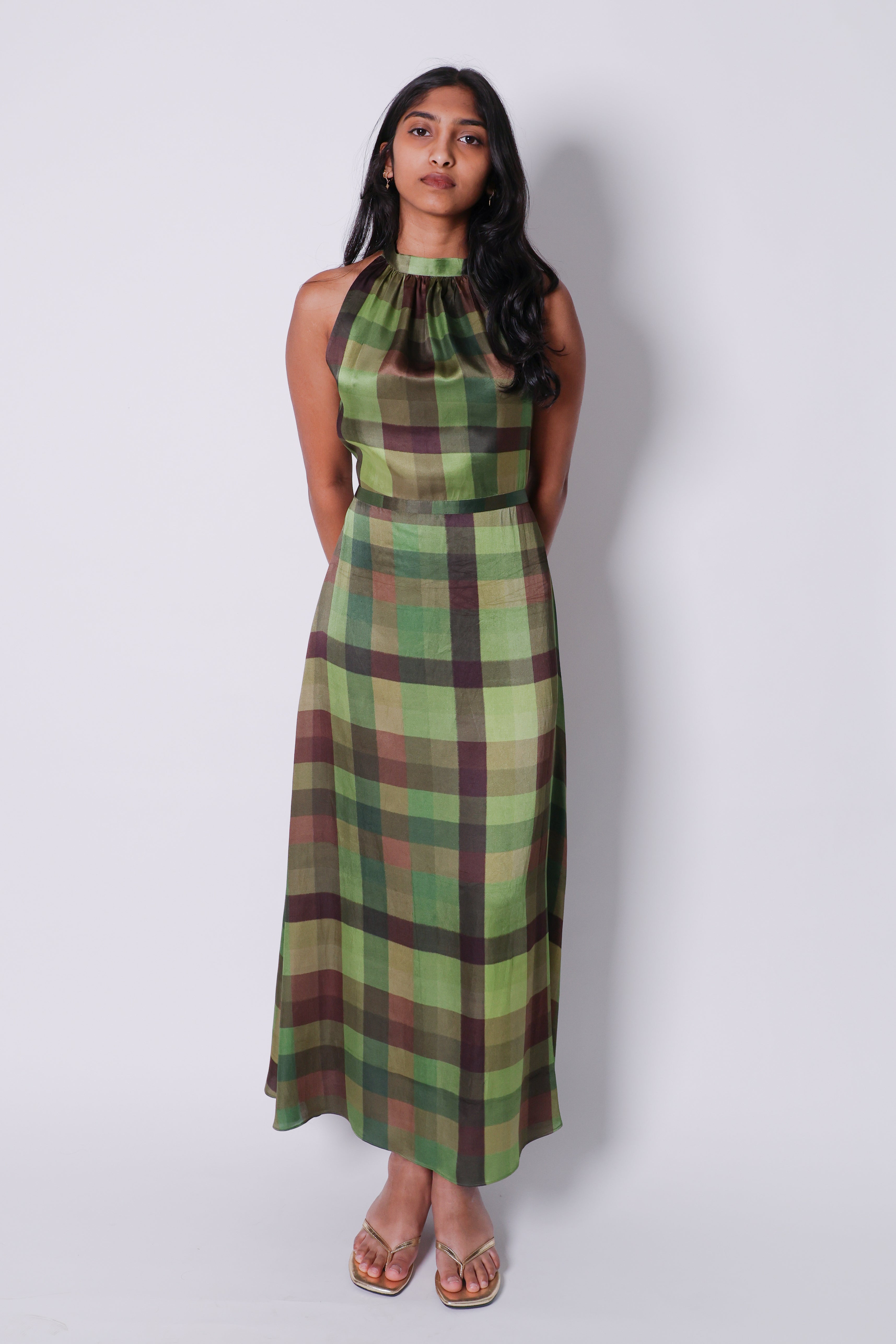 lungi print midi dress