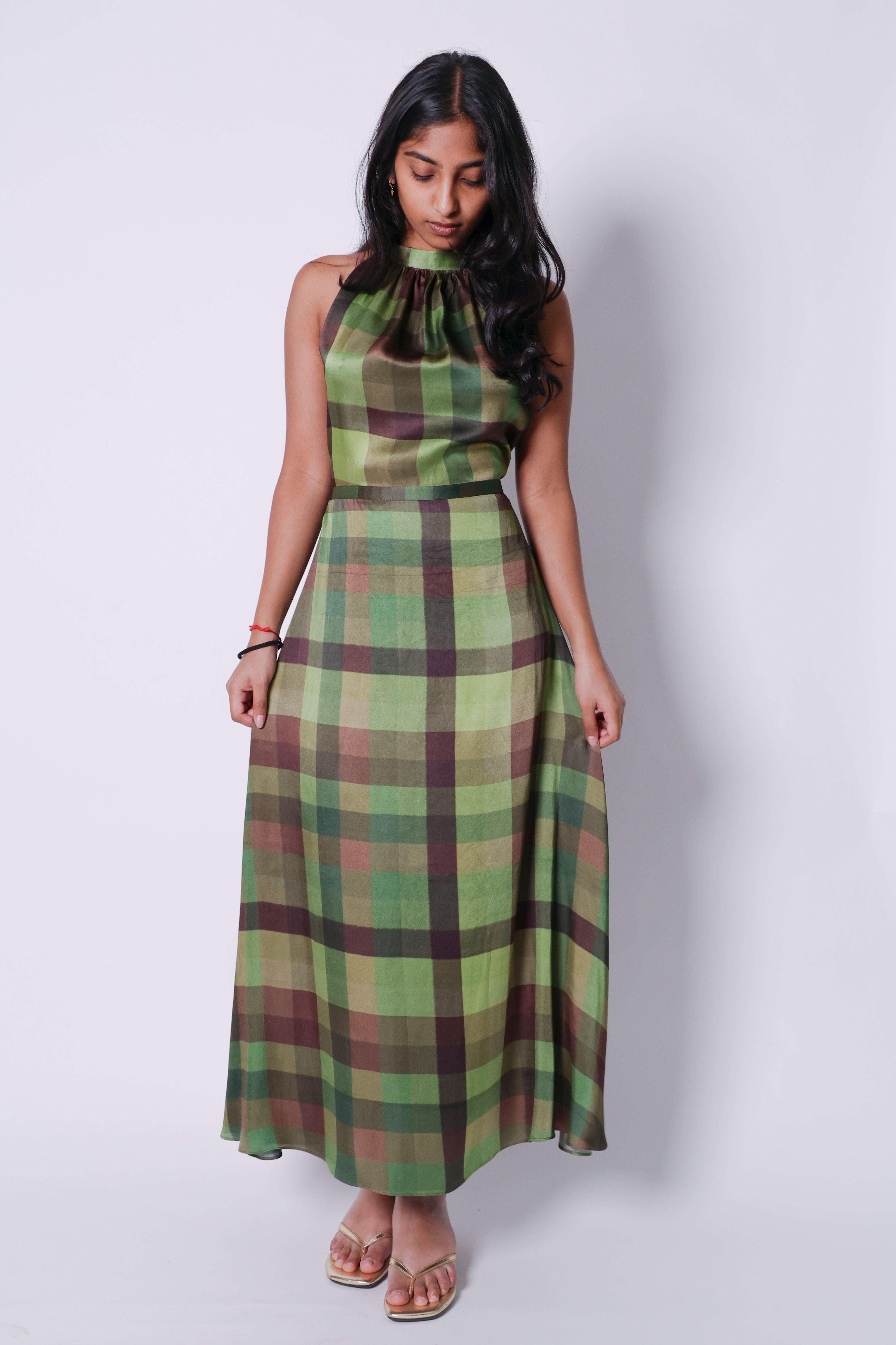 lungi print midi dress