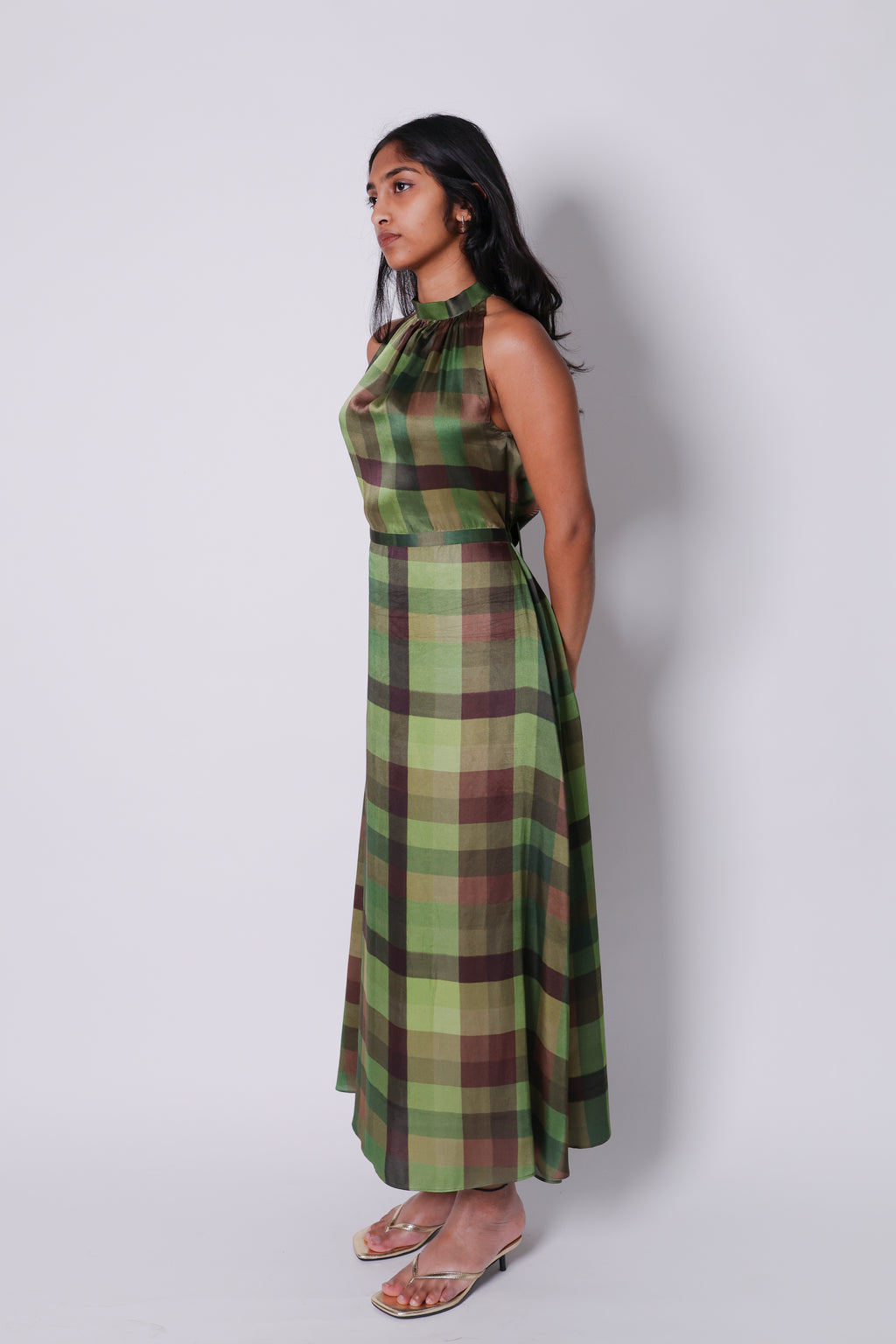 lungi print midi dress