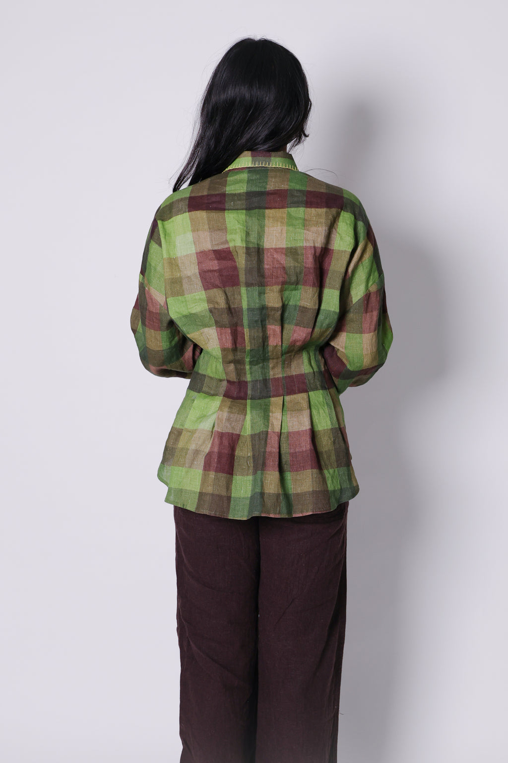 lungi print peplum shirt