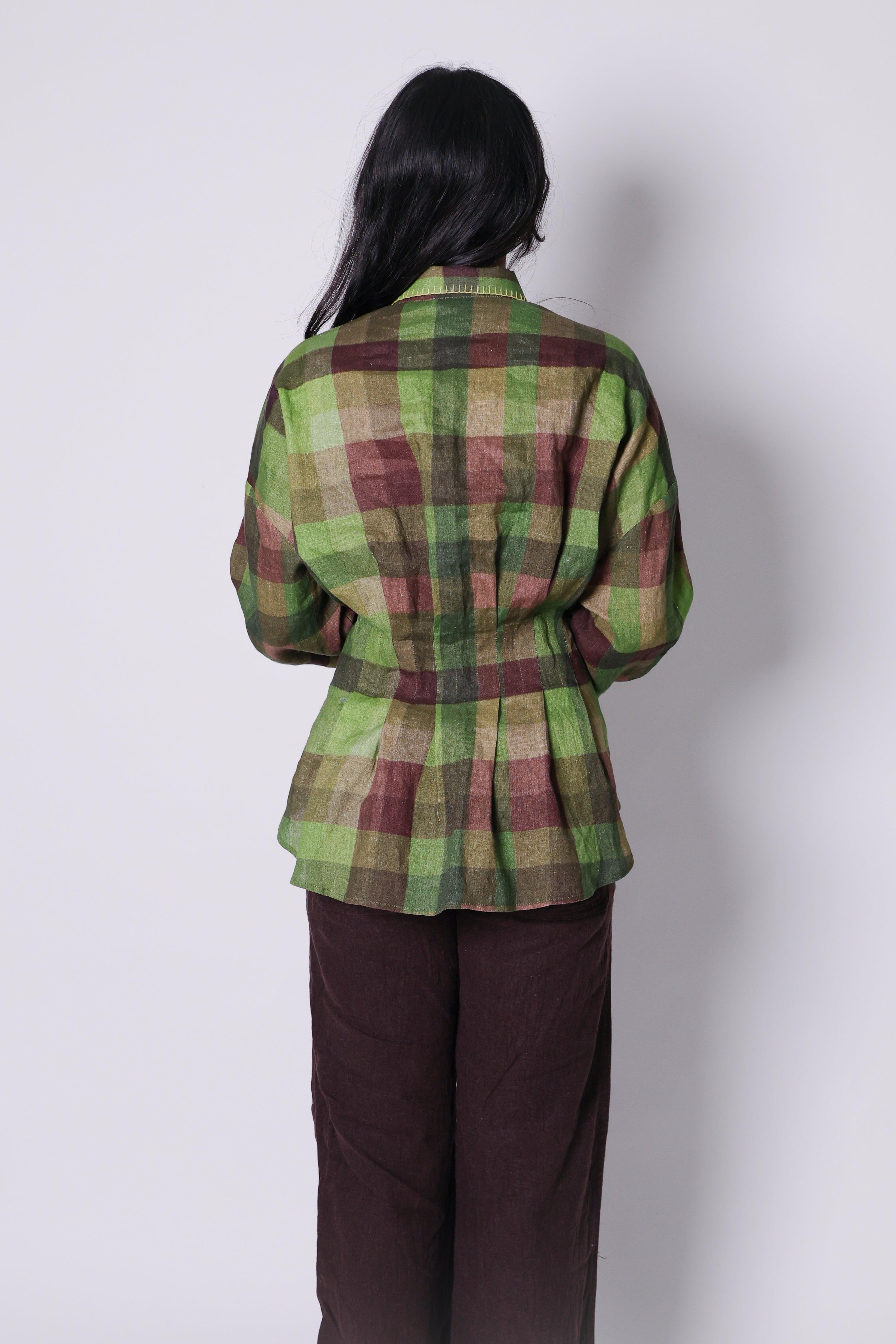 lungi print peplum shirt