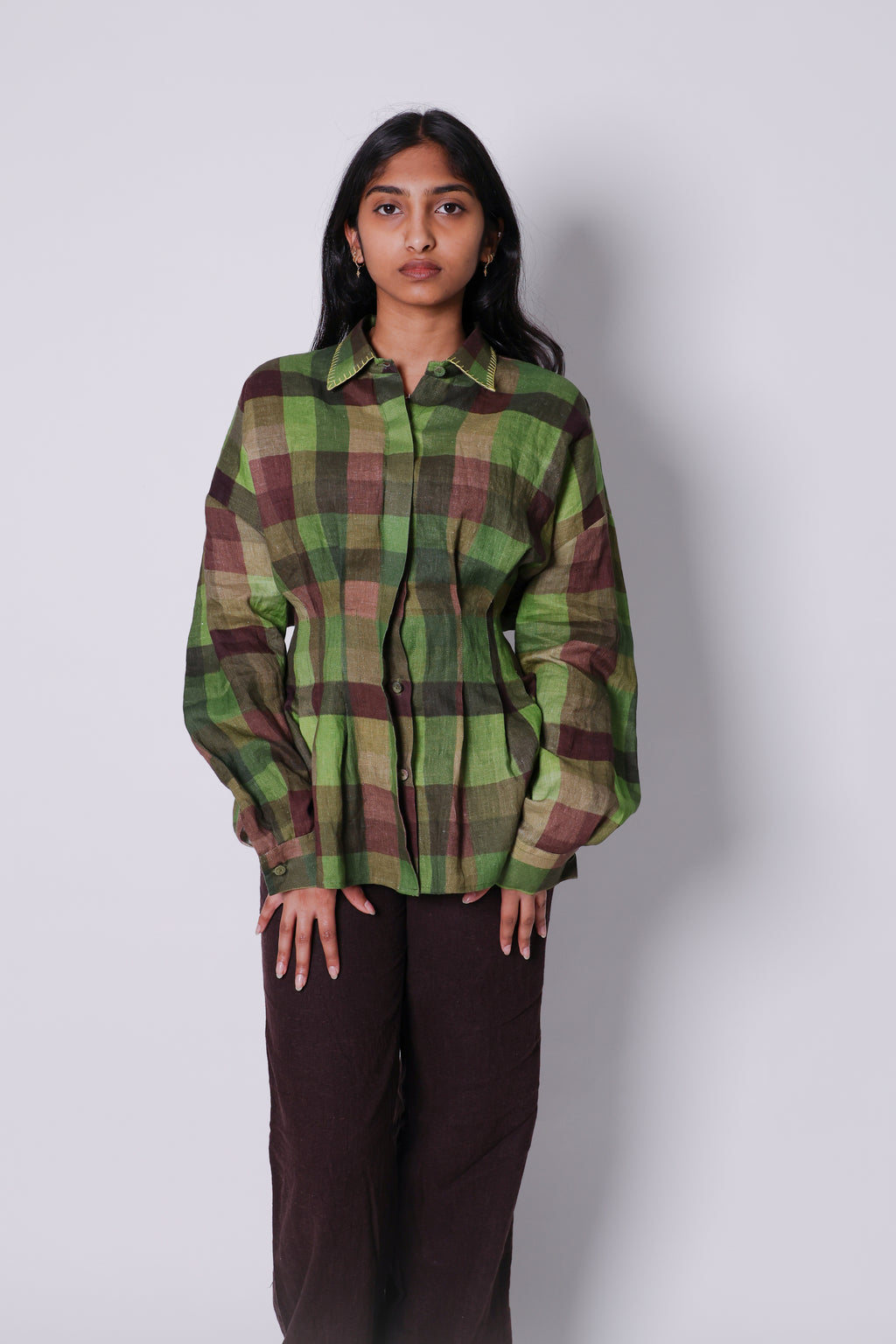 lungi print peplum shirt