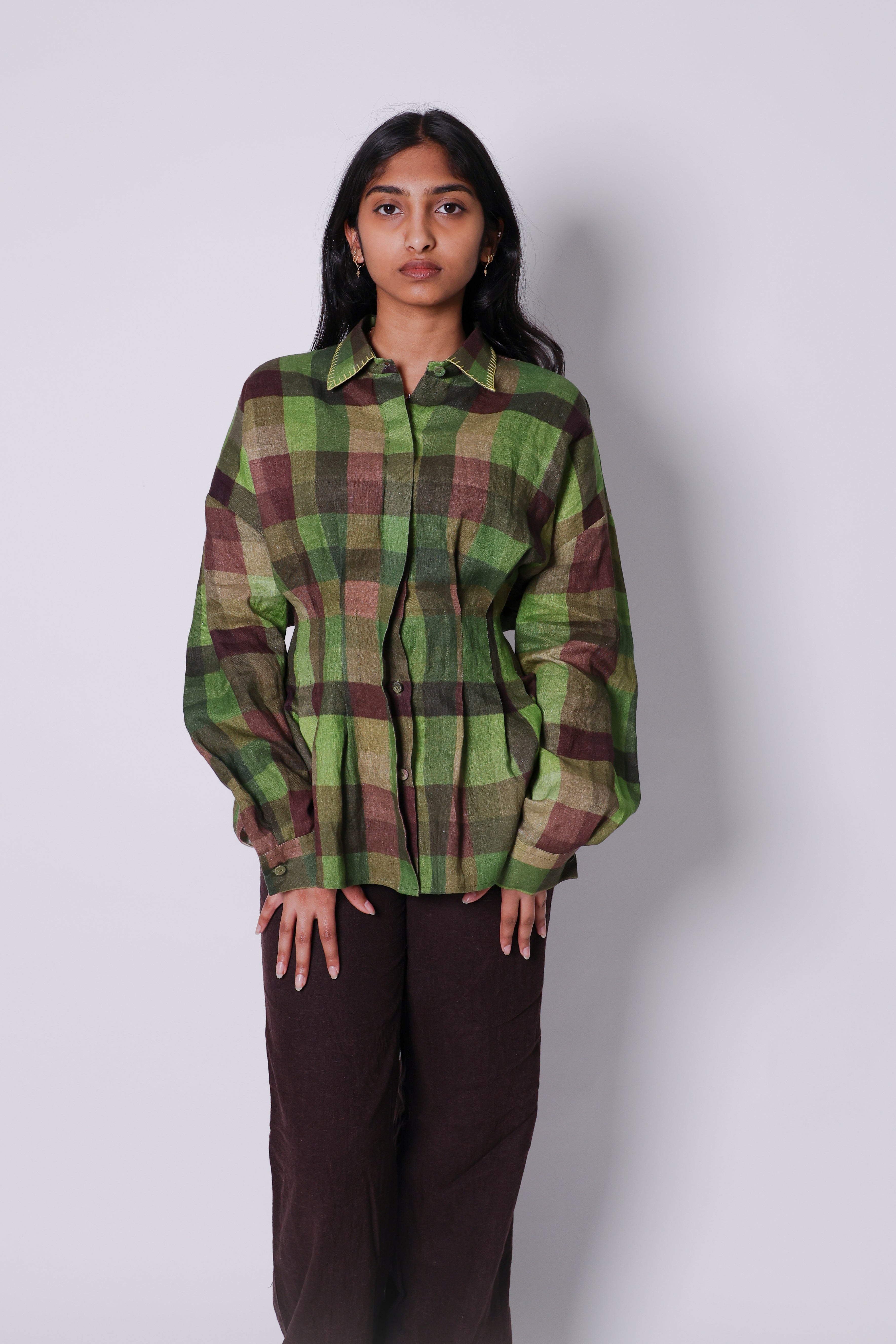 lungi print peplum shirt