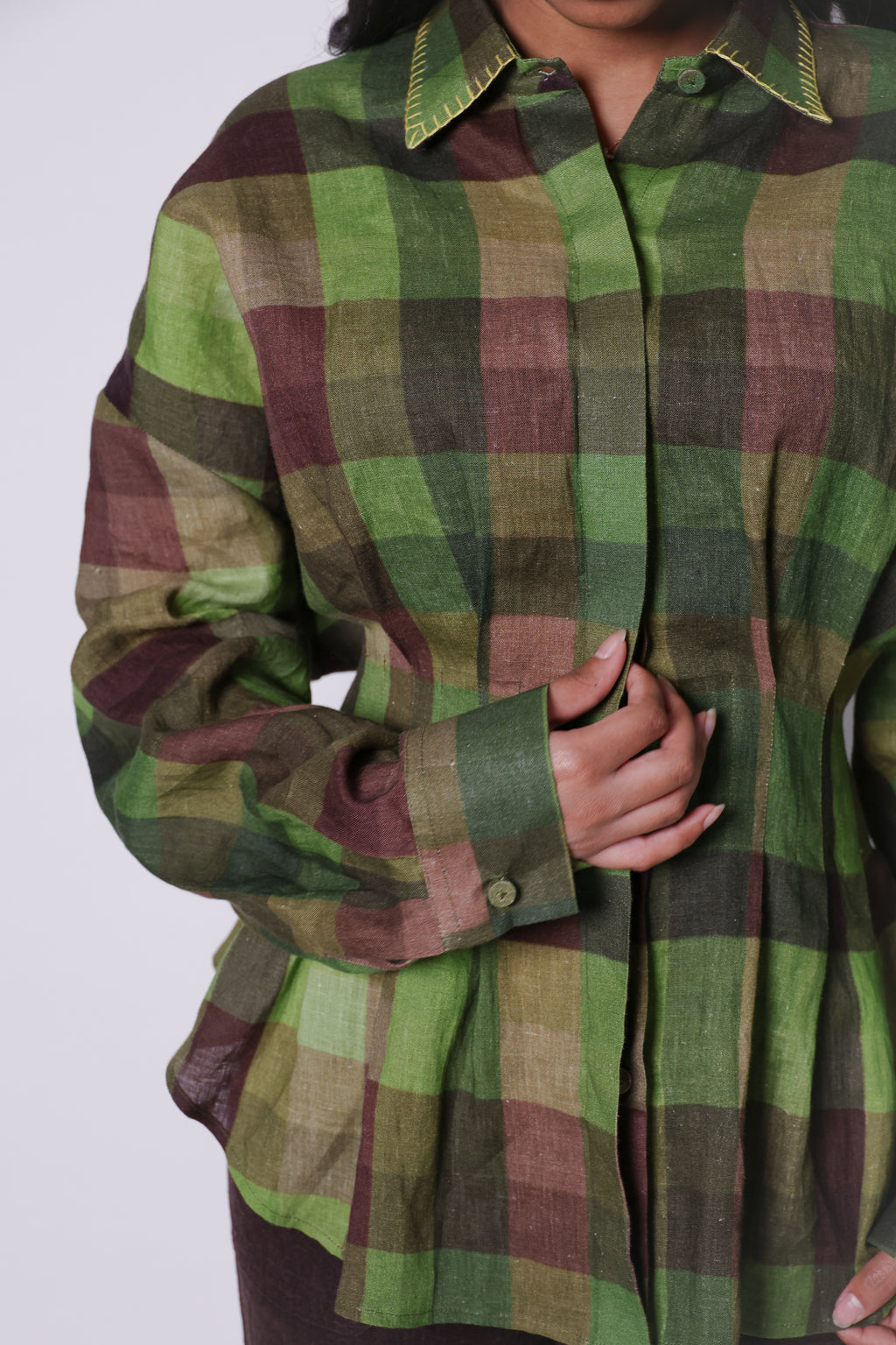 lungi print peplum shirt