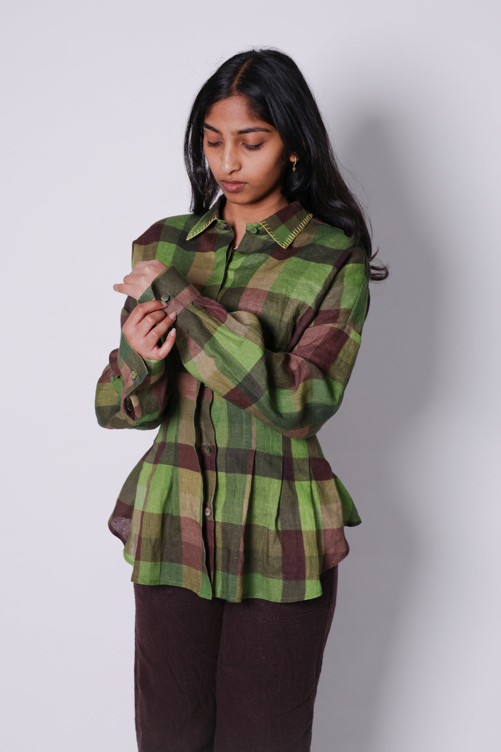 lungi print peplum shirt