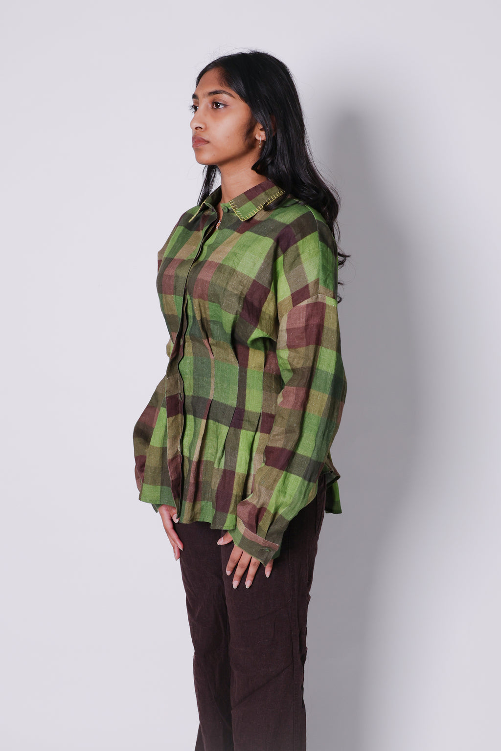 lungi print peplum shirt