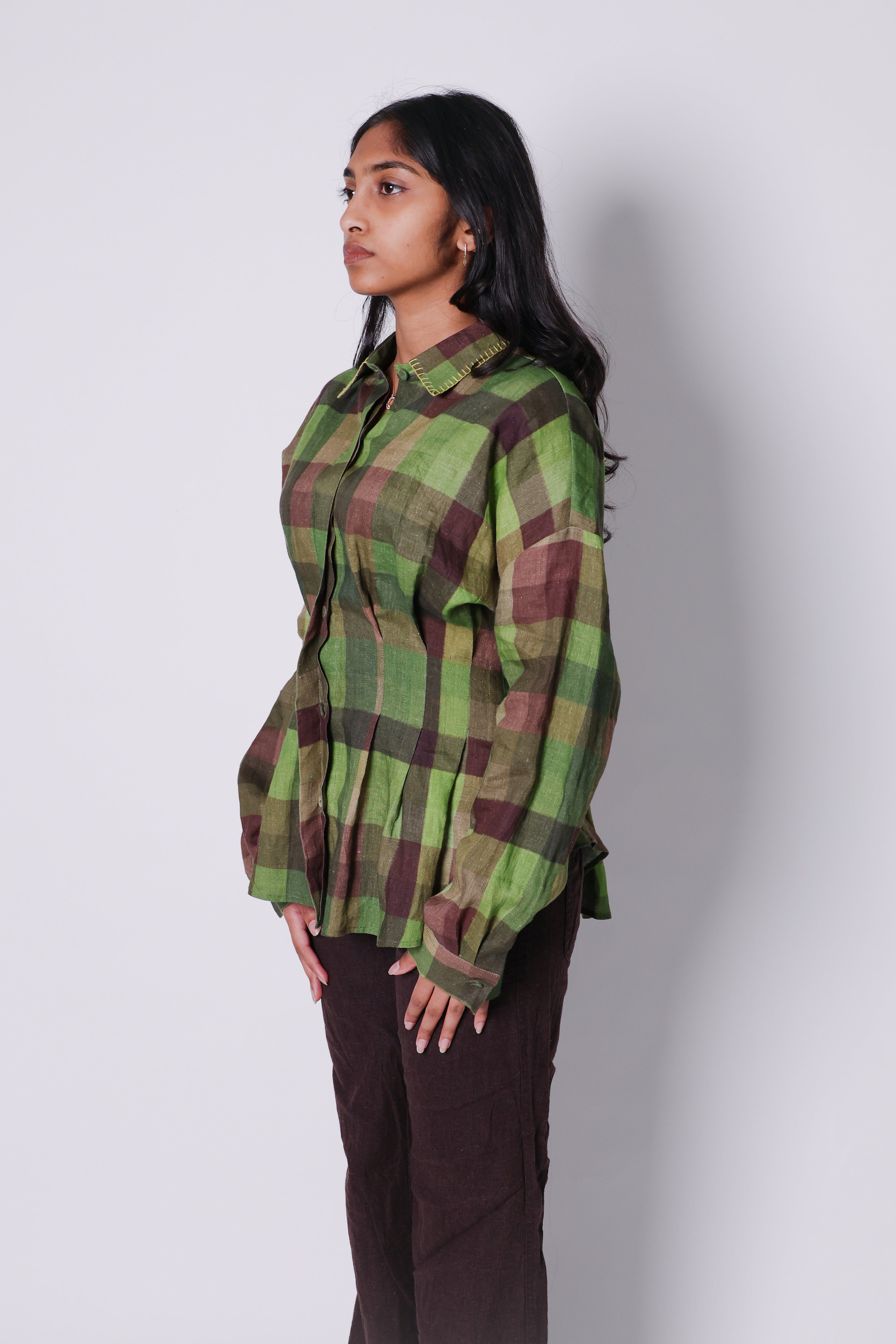 lungi print peplum shirt