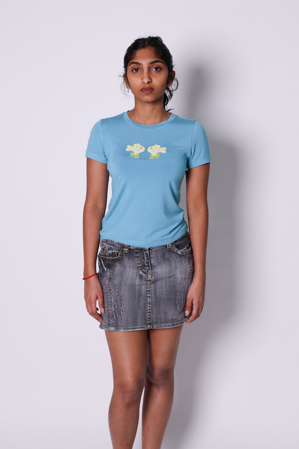 kissing fish baby tee yellow duo