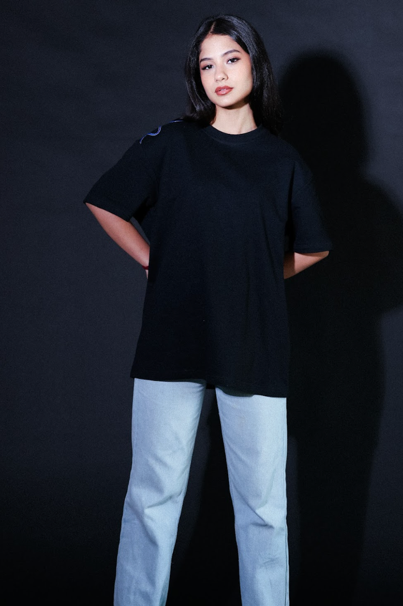 moon man on black tee