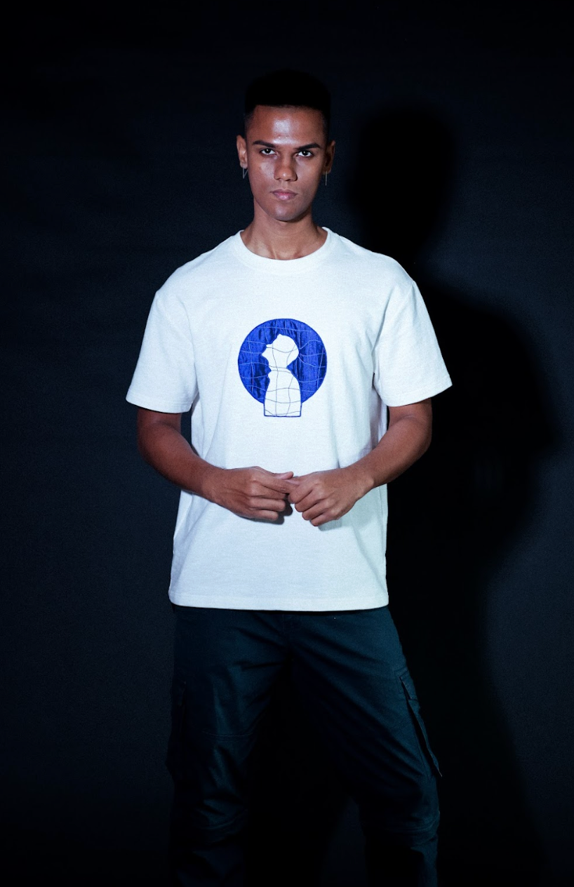 moon man on blue tee