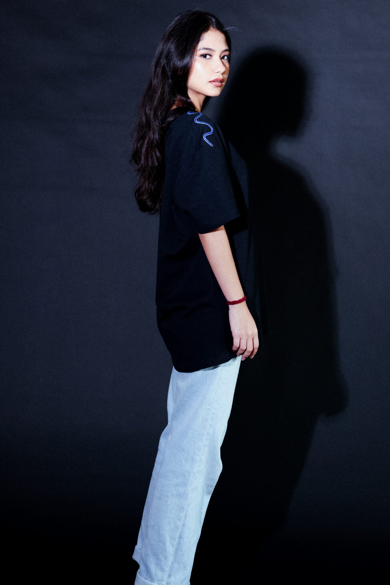 moon man on black tee