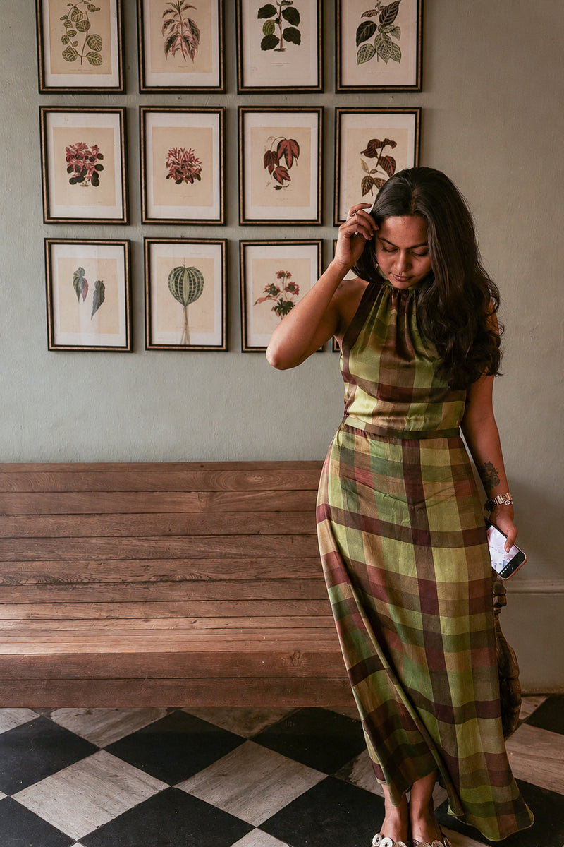 lungi print midi dress